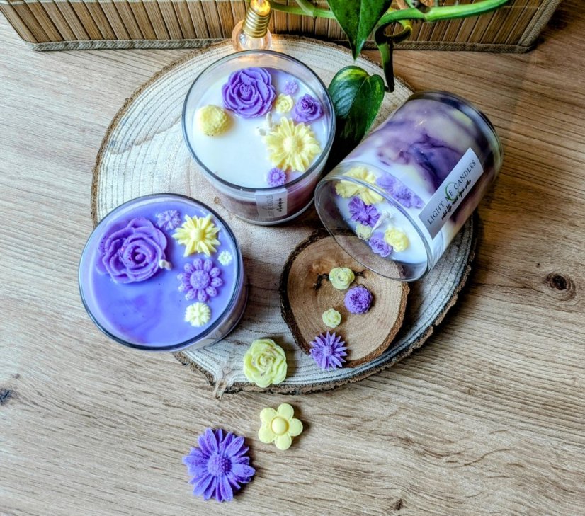 Mramorová sójová svíčka Levandulový závan | Vůně: levandule a citronová tráva - Objem: 170 ml